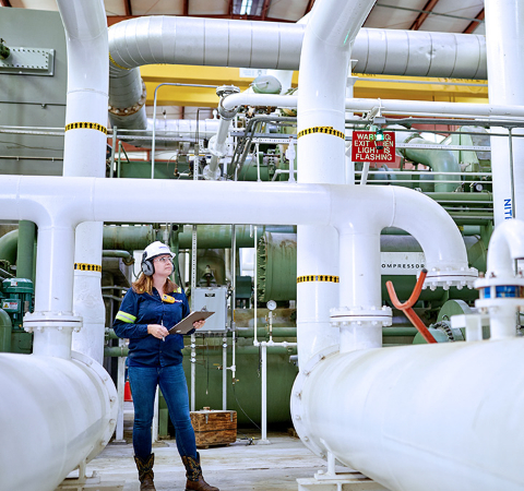 Technician inspecting gas lines