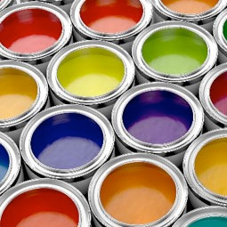 Various cans of paint